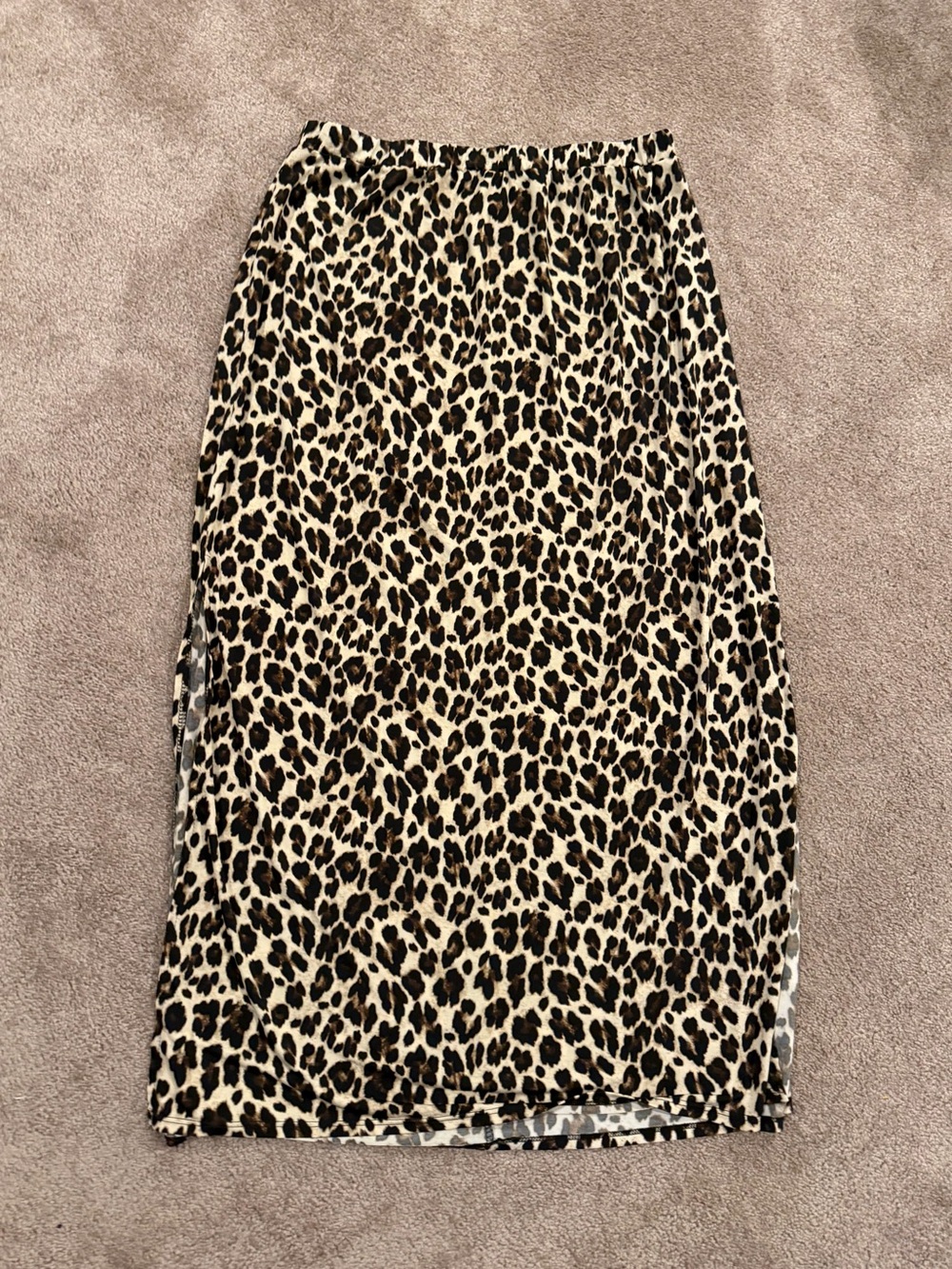 Halogen XL Leopard Print Maxi Skirt Side Slit Made in USA